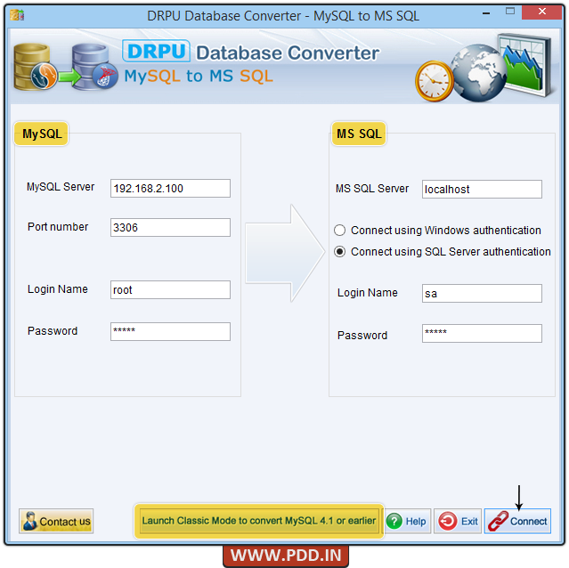 MySQL to MS SQL Database Converter Screenshots