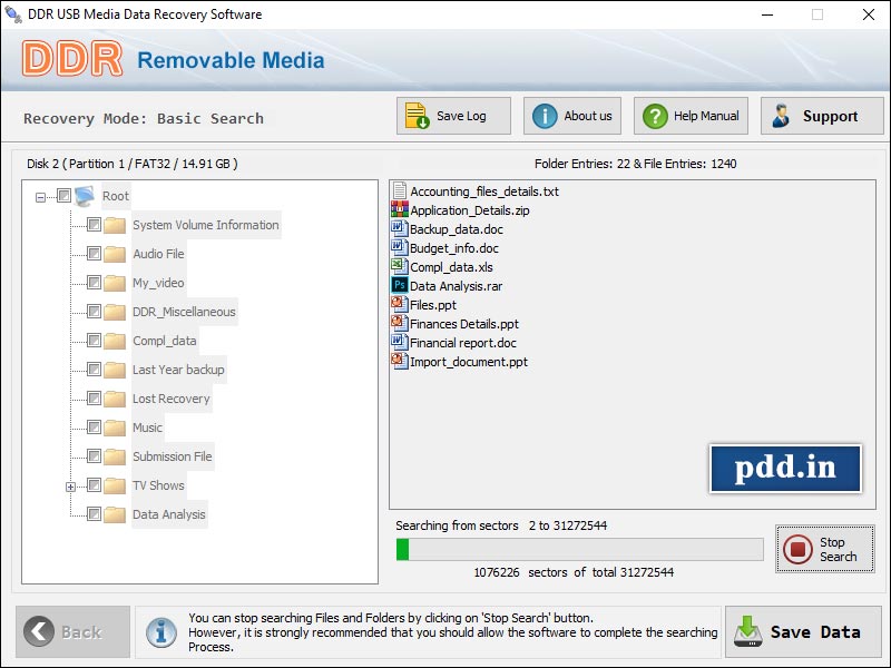 Screenshot of Removable Media Data Restore