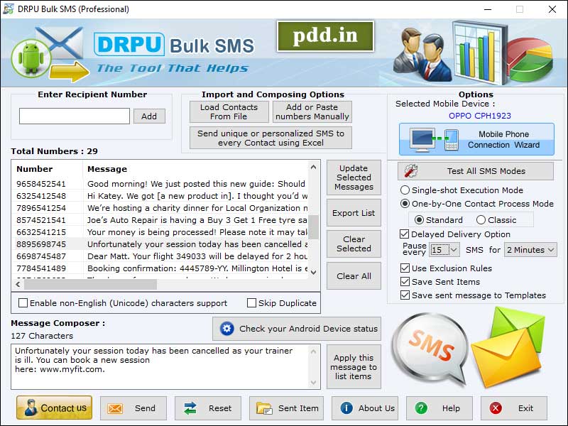 Screenshot of Corporate Text Messaging Software