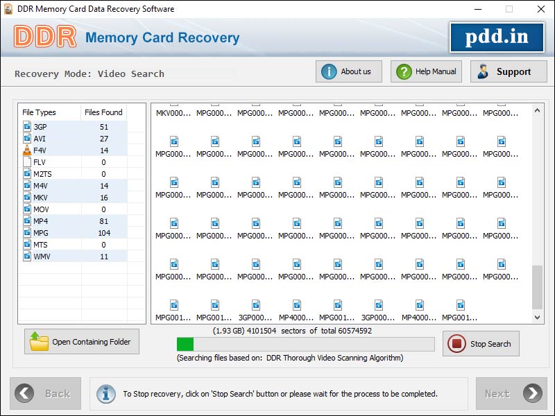 Screenshot of Memory Card Files Salvage Software