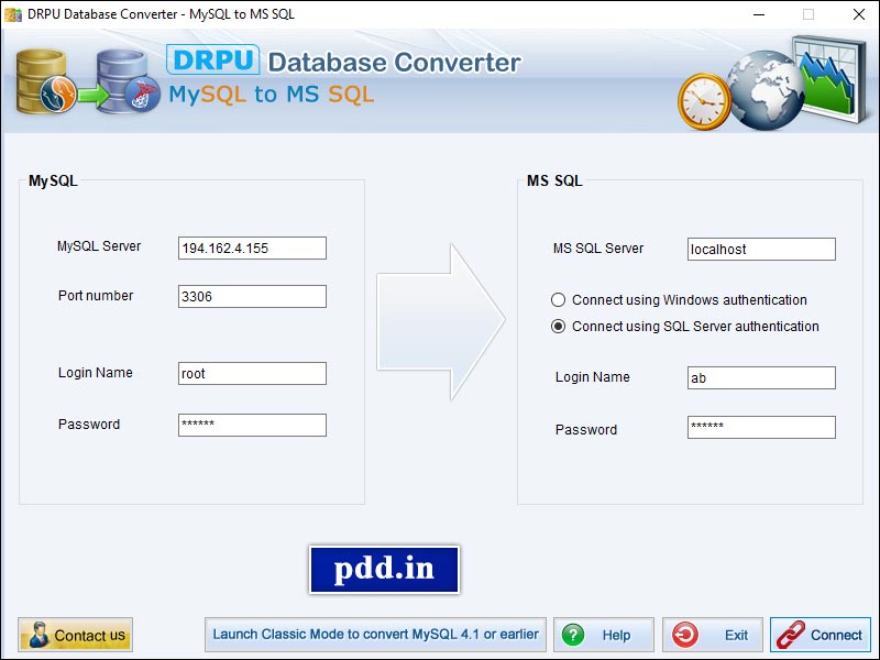 MySql to MSSQL Database Transfer Tool screen shot