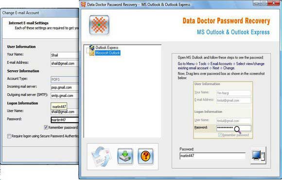 Screenshot of Outlook Express Password Revealer