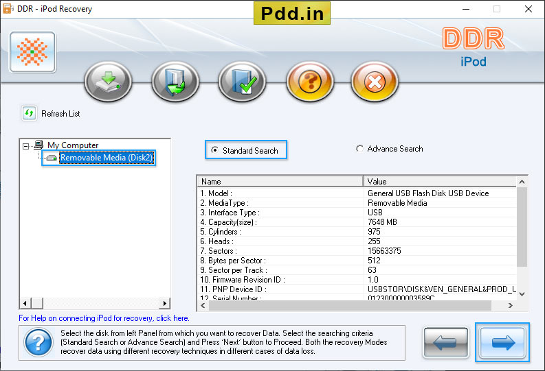Select the searching criteria 