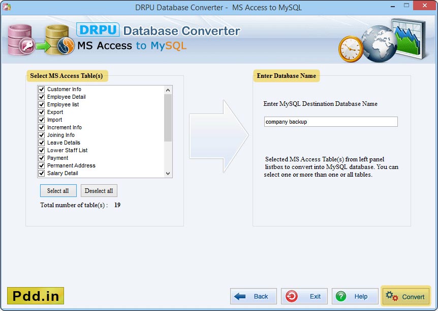 MS Access to MySQL Database Converter Screenshots