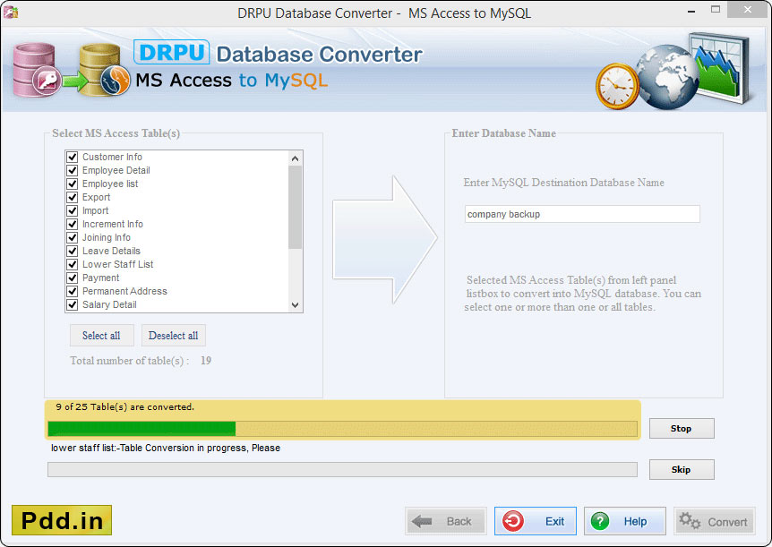 MS Access to MySQL Database Converter Screenshots