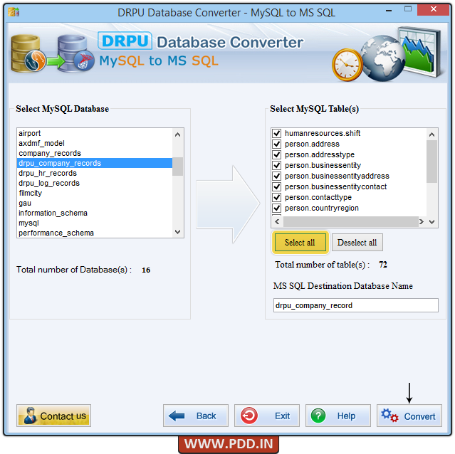 MySQL to MS SQL Database Converter 