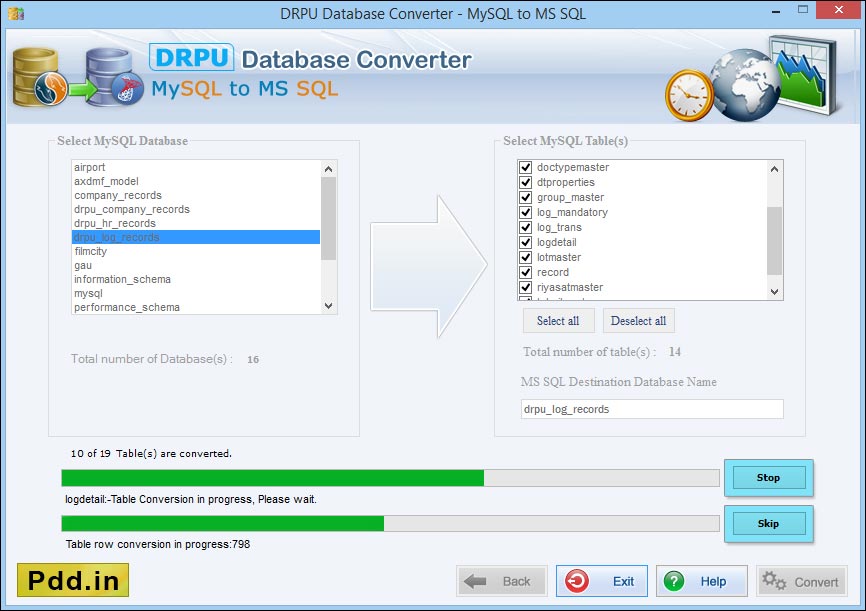 MySQL to MS SQL Database Converter