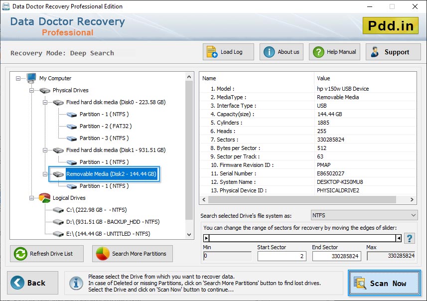  Select “Partition 