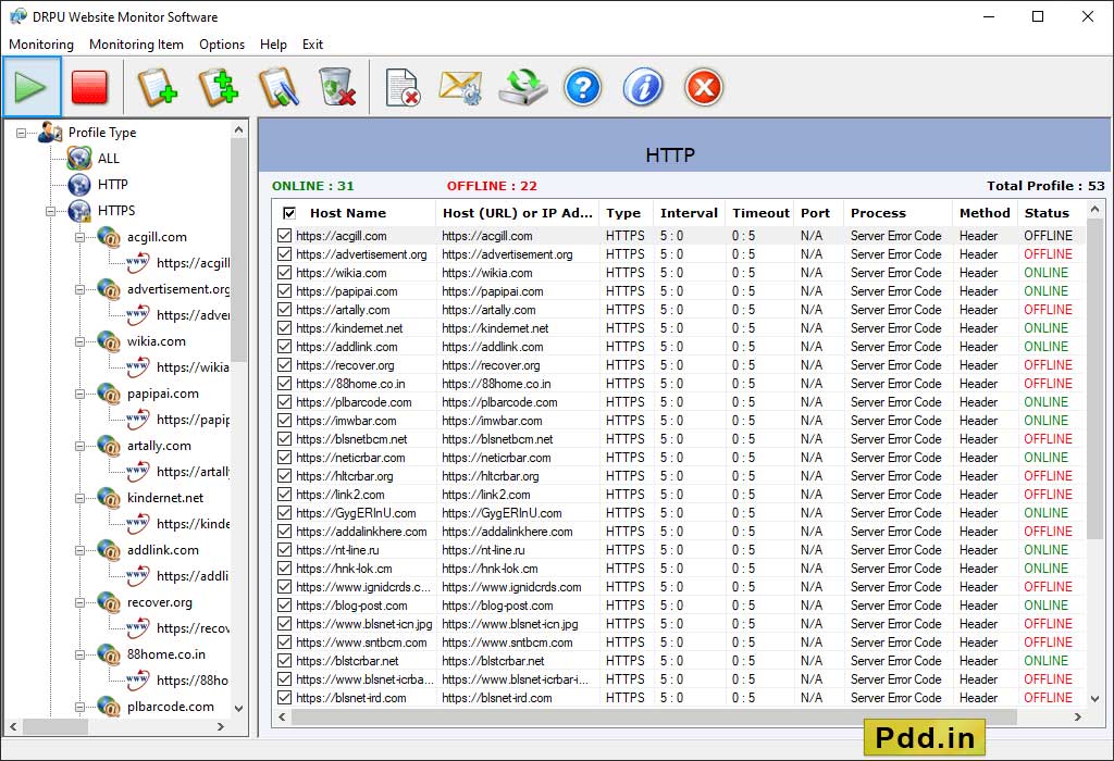 Website Monitoring Utility Screenshots